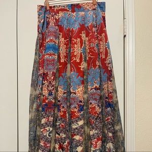Hemant & Nandita Bohemian Satin Maxi Skirt